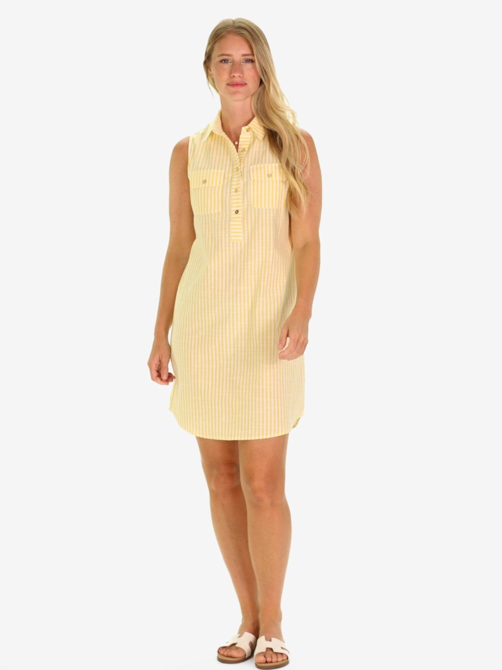 Duffield Lane Green and White Striped Shirt Dress - Picture 5 of 6